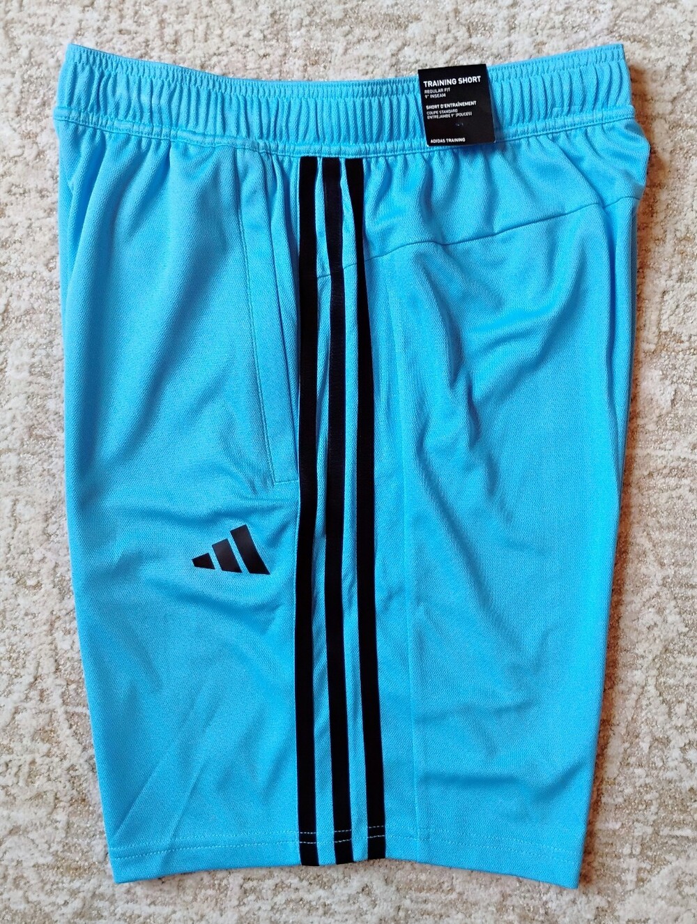 NWT S Adidas TR-ES PIQ 3S Blue Active Gym Workout Shorts Zip Pockets NEW